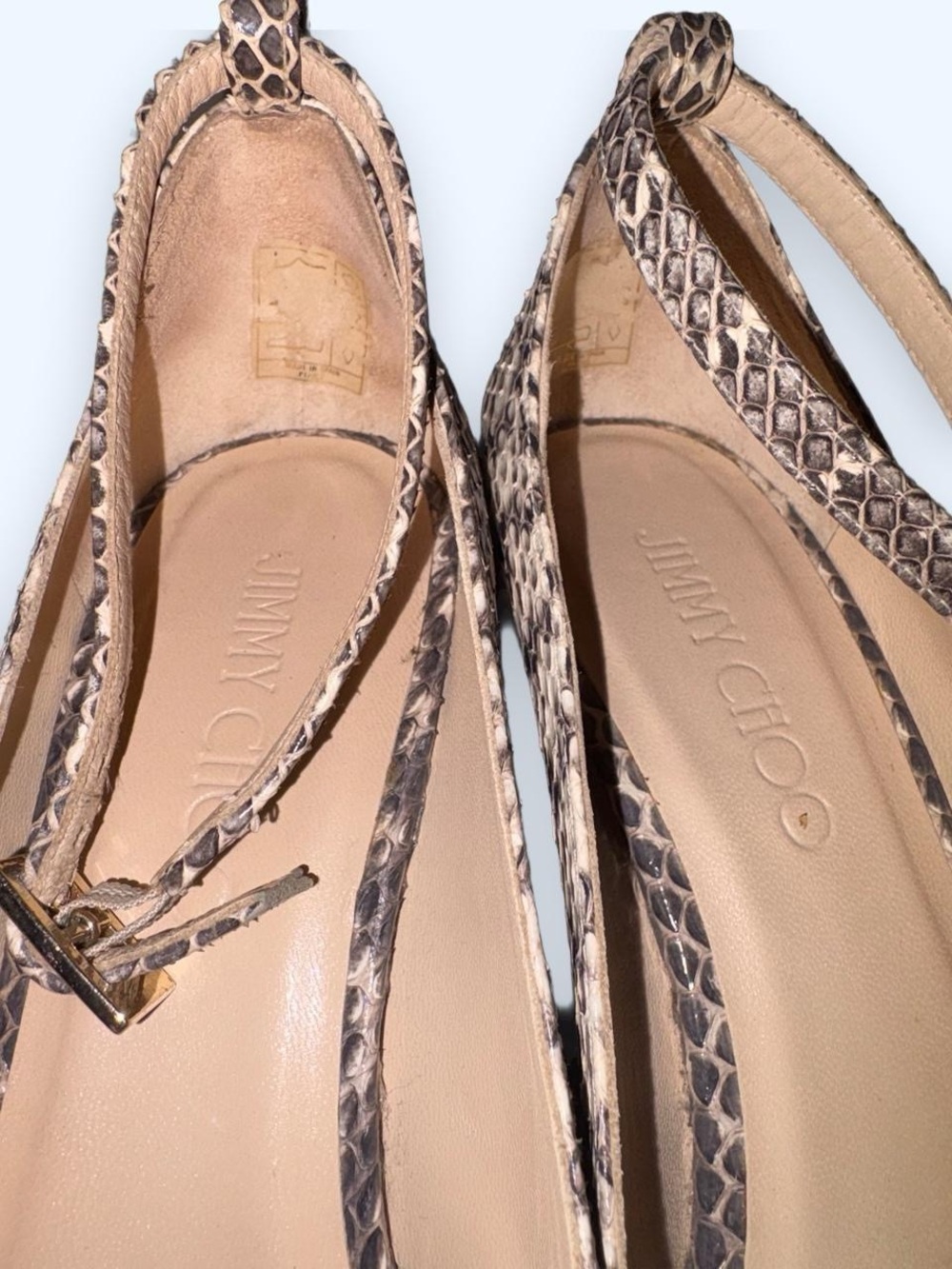 Vintage Jimmy Choo Snakeskin Cork Platform Wedges EU 38/US 7 - Picture 6 of 7